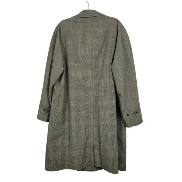Vtg London Fog Clipper Mill Plaid Overcoat Trench Coat Sz 42 Long Classic City